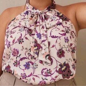 Torrid Floral Halter Blouse - Pink and Purple